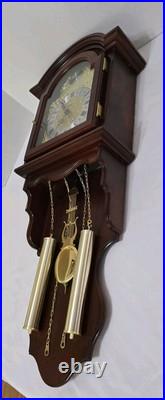 Vtg D&A Chiming Wall Clock Pendulum Hanging Faux Weights Battery Operated Chimes