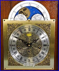 Vtg. EMPEROR Walnut Bracket Clock, Moonphase & Westminster Chime- Key Wind 8 Day