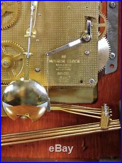 Vtg. EMPEROR Walnut Bracket Clock, Moonphase & Westminster Chime- Key Wind 8 Day