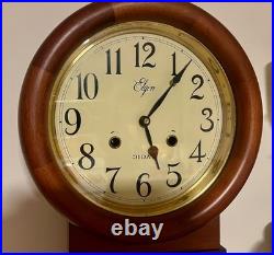Vtg Elgin 31 day Regulator Wall Clock Working Video Walnut Case Brass Bezel Key