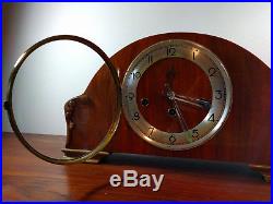 Vtg Franz Hermle Solar Art Deco Style Mantle Clock Westminster Chime