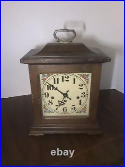 Vtg Hamilton 2 Jewel Mantle Clock 3 Chime West Germany Has key Works Great