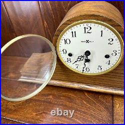 Vtg Howard Miller West Germany Mantle Chime Clock 340-020 2 JEWEL With Key Works