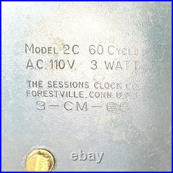 Vtg MCM SESSIONS 2C Westminster Chime Electric Mantle Clock Brass Cone Feet