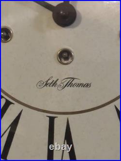 Vtg SETH THOMAS Octagon Wall Clock Westminster Chime 3 Windup With Key Pendulum