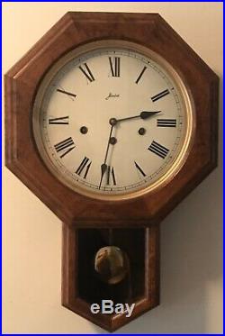 W. Haid Schoolhouse Octagon Wall Clock Germany Westminster Chimes with Key