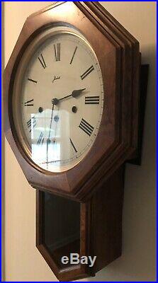 W. Haid Schoolhouse Octagon Wall Clock Germany Westminster Chimes with Key