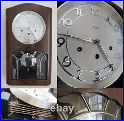 WESTMINSTER CHIME wall clock KIENZLE antique vintage key LEADED GLASS German