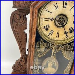 WM L Gilbert Clock Co. General No. 133 Wood Chimes Keys Working Excellent