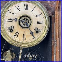 WM L Gilbert Clock Co. General No. 133 Wood Chimes Keys Working Excellent