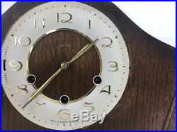 WOODEN MANTEL CLOCK SMITHS 8 Day WESTMINSTER CHIME KEY WINDER