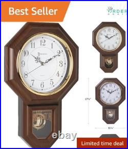 Wall Clock Faux Wood Pendulum Westminster Chime 17.5x11.25 Home Office Decor