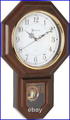 Wall Clock Faux Wood Pendulum Westminster Chime 17.5x11.25 Home Office Decor