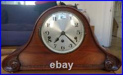 Walnut Westminster Chime Mantle Clock c. 1930 in Asian Style Case