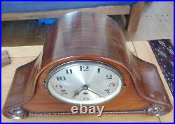 Walnut Westminster Chime Mantle Clock c. 1930 in Asian Style Case