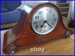 Walnut Westminster Chime Mantle Clock c. 1930 in Asian Style Case