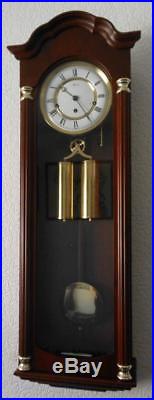 Walnut westminster chimes vienna style wall clock by hermle, weight driven