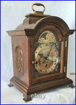 Warmink Westminster Clock 8 Day Burl Wood Moonphase Quarter Chime Silent Switch