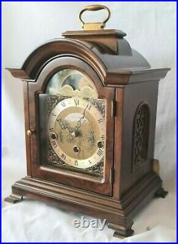 Warmink Westminster Clock 8 Day Burl Wood Moonphase Quarter Chime Silent Switch