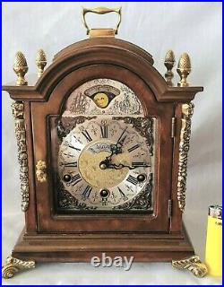 Warmink Westminster Clock Dutch 8 Day Burl Wood Moonphase Quarter Chime Mint