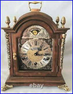 Warmink Westminster Clock Dutch 8 Day Burl Wood Moonphase Quarter Chime Mint