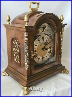 Warmink Westminster Clock Dutch 8 Day Burl Wood Moonphase Quarter Chime Mint