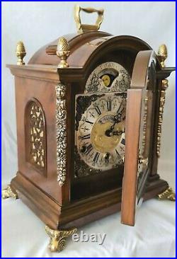 Warmink Westminster Clock Dutch 8 Day Burl Wood Moonphase Quarter Chime Mint