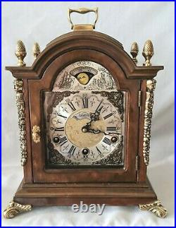 Warmink Westminster Clock Dutch 8 Day Burl Wood Moonphase Quarter Chime Mint