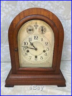 Waterbury Mahogany Chiming Mantel Clock Not Running Westminster Chimes