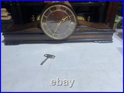 Westminster Art Deco Design Chiming Mantel Clock From Germany Big Face 2-tone