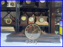 Westminster Art Deco Design Chiming Mantel Clock From Germany Big Face 2-tone