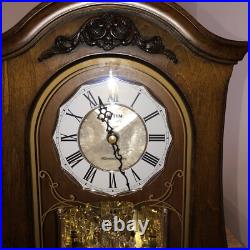 Westminster Chime Clock Rhythm WoodwithSwarovski Elements Glass Retro Design VTG