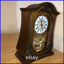 Westminster Chime Clock Rhythm WoodwithSwarovski Elements Glass Retro Design VTG