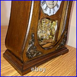 Westminster Chime Clock Rhythm WoodwithSwarovski Elements Glass Retro Design VTG