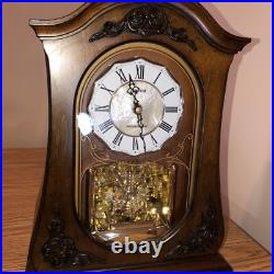 Westminster Chime Clock Rhythm WoodwithSwarovski Elements Glass Retro Design VTG
