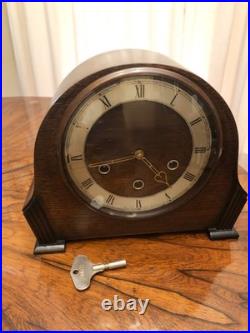 Westminster Chime Enfield Wooden Mantle Clock with Key Made in England by Smiths Westminster Chime Enfield Wooden Mantle Clock with Key Made in England by Smiths