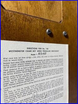 Westminster Chime Key Wind Pendulum Movement Clock