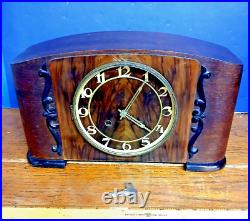 Westminster Chime Mantle Clock 1930s / 40's Vintage Art Deco /wood grain
