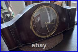 Westminster Chime Mechanical Key-Wound Pendulum Tambour Wood Mantel Clock