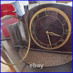 Westminster Chime Mechanical Key-Wound Pendulum Tambour Wood Mantel Clock