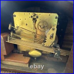 Westminster Chime Mechanical Key-Wound Pendulum Tambour Wood Mantel Clock