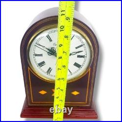 Westminster Chime quartz mantel or desk clock with a wood case and an arched top