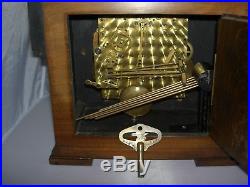 Westminster Chiming Walnut Mantle Clock British Anvil Beautiful 1930's Art Deco