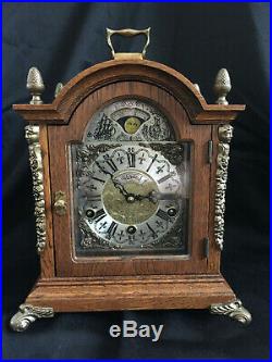 Westminster Chiming Warmink WUBA Dutch Bracket Shelf Clock with Moon Phase in Oak