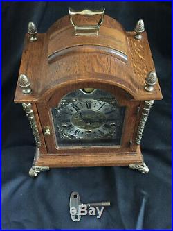 Westminster Chiming Warmink WUBA Dutch Bracket Shelf Clock with Moon Phase in Oak