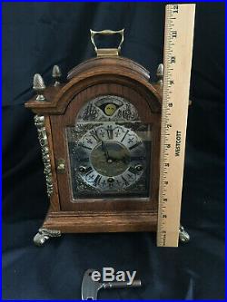 Westminster Chiming Warmink WUBA Dutch Bracket Shelf Clock with Moon Phase in Oak