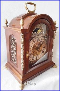 Westminster Clock Warmink Dutch Quarter Chime 8 Day Nut Wood Moonphase