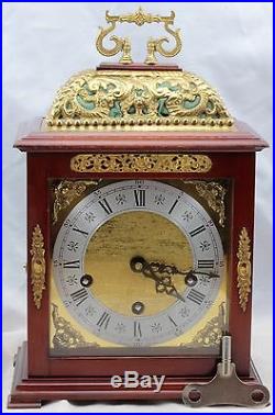 Westminster chime bracket clock by Rapport London. Glass back door. Odo movement
