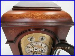 Westminster chime mantle clock in mahogany with inlay