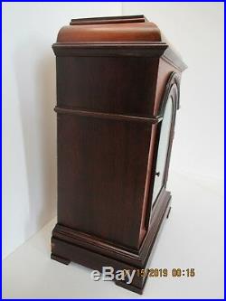 Westminster chime mantle clock in mahogany with inlay